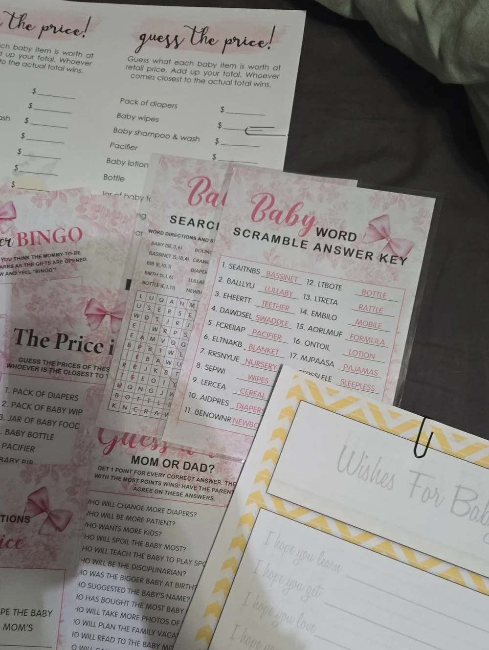 Baby Shower Game Pack – Pink Floral Party Games